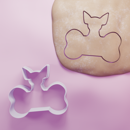 chihuahua with bone Cookie Cutter Biscuit dough baking sugar cookie gingerbread